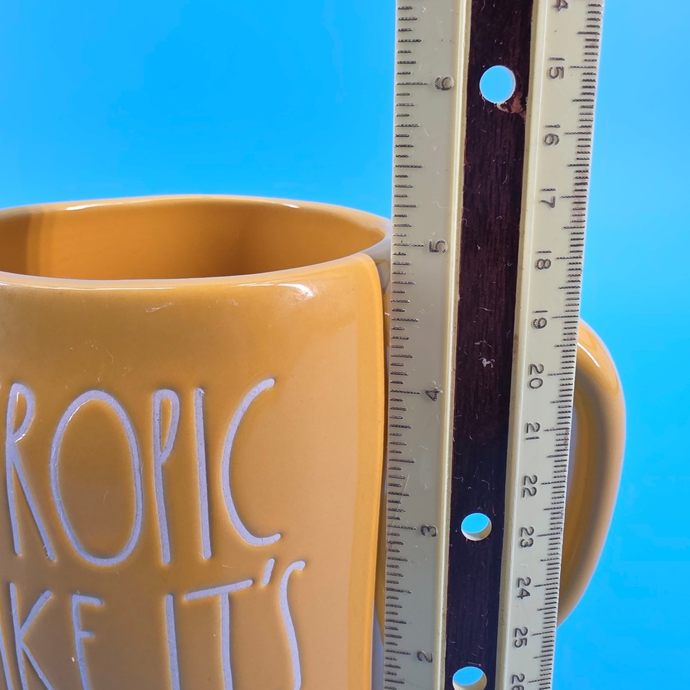 Rae Dunn Tropic Like Its Hot Pineapple Mug with Lid Yellow Ceramic Coffee Cup - Picture 11 of 14